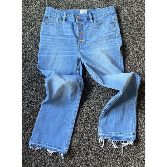 J.Crew Billie Demi Boot Crop Jeans – Light Wash, Button Fly, Frayed Hem size 30 - Picture 2 of 6